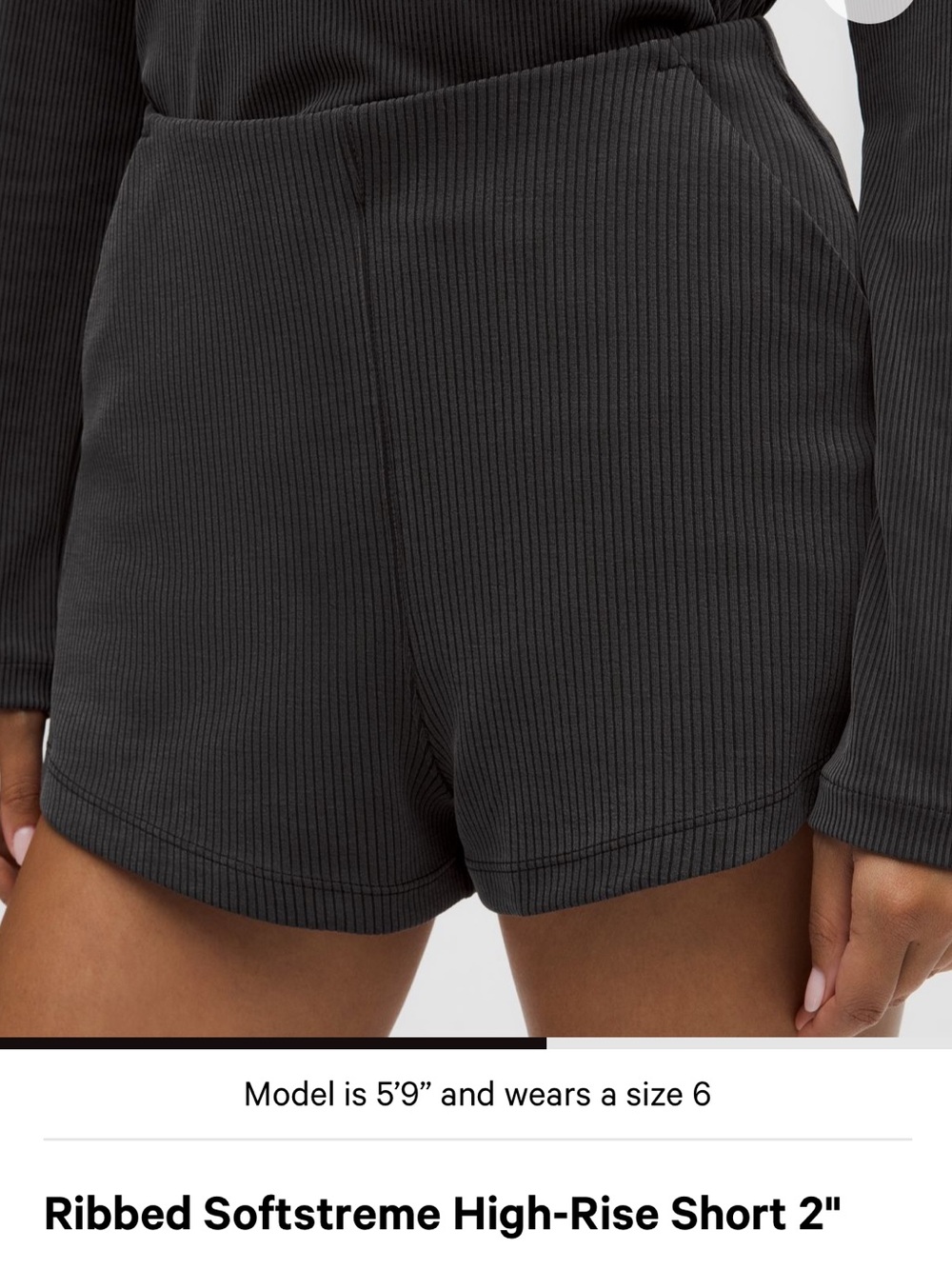 Lululemon Softstreme High-Rise Ribbed Women's Shorts in Charcoal black